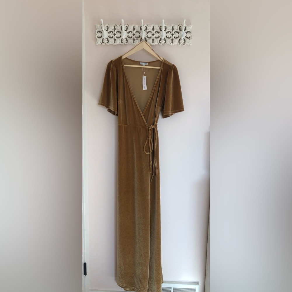 Baltic Born Gold Velvet Wrap Dress